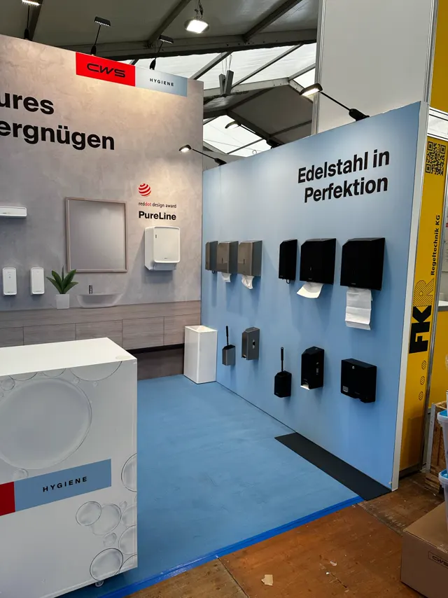 Messestand CWS auf der Gienger Neuheitenschau 2025 in Markt Schwaben, Ansicht 1