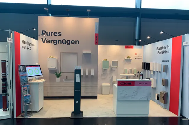 Messestand CWS auf der RIFA 2023 in Nürnberg, Ansicht 1