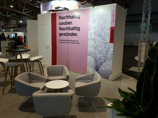 Messestand CWS auf der Servparc 2019 in Frankfurt, Ansicht 1